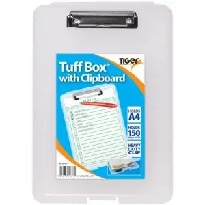 Tiger Tuff Box with Clipboard Polypropylene A4 Clear – 301877