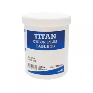 Titan Chlor + Chlorine Tabs (Pack of 200) 7518698