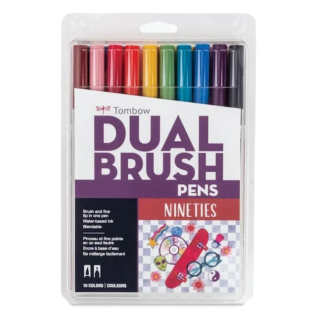 Tombow Dual Brush Pens – Nineties Colors, Set of 10