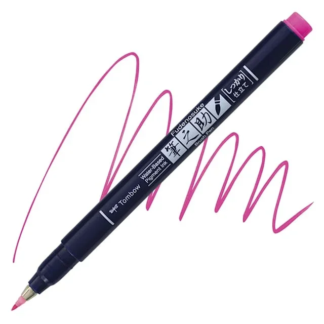 Tombow Fudenosuke Brush Pen – Pink Neon, Hard Tip