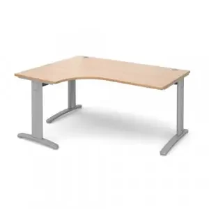 TR10 deluxe left hand ergonomic desk 1600mm – silver frame, beech top