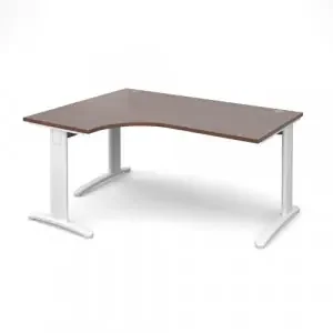 TR10 deluxe left hand ergonomic desk 1600mm – white frame, walnut top