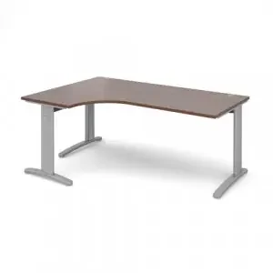 TR10 deluxe left hand ergonomic desk 1800mm – silver frame, walnut top