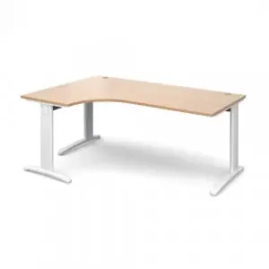 TR10 deluxe left hand ergonomic desk 1800mm – white frame, beech top