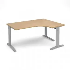 TR10 deluxe right hand ergonomic desk 1600mm – silver frame, oak top