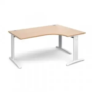 TR10 deluxe right hand ergonomic desk 1600mm – white frame, beech top