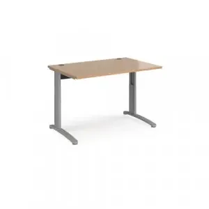 TR10 height settable straight desk 1200mm x 800mm – silver frame, beech top