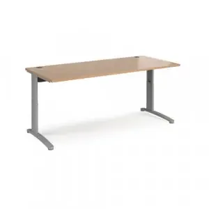 TR10 height settable straight desk 1800mm x 800mm – silver frame, beech top