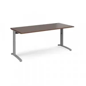 TR10 height settable straight desk 1800mm x 800mm – silver frame, walnut top