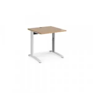 TR10 height settable straight desk 800mm x 800mm – white frame, beech top