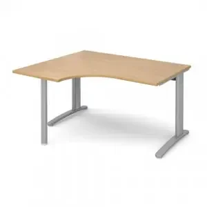 TR10 left hand ergonomic desk 1400mm – silver frame, oak top