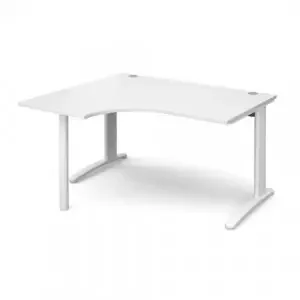 TR10 left hand ergonomic desk 1400mm – white frame, white top