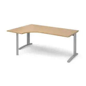 TR10 left hand ergonomic desk 1800mm – silver frame, oak top