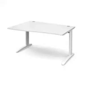 TR10 left hand wave desk 1400mm – white frame, white top