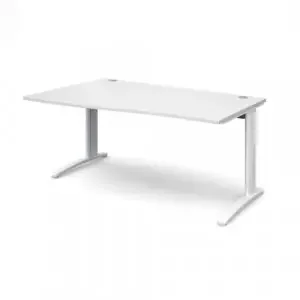 TR10 left hand wave desk 1600mm – white frame, white top