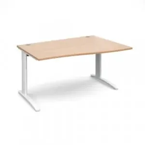 TR10 right hand wave desk 1400mm – white frame, beech top