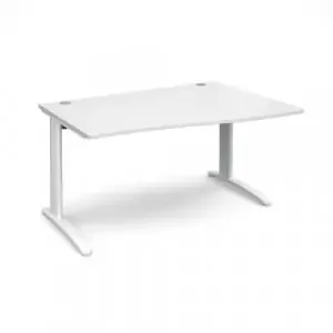 TR10 right hand wave desk 1400mm – white frame, white top