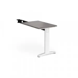 TR10 single return desk 800mm x 600mm – white frame, grey oak top