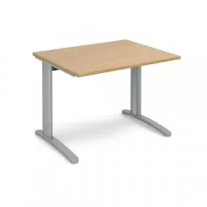 TR10 straight desk 1000mm x 800mm – silver frame, oak top