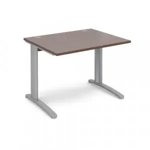 TR10 straight desk 1000mm x 800mm – silver frame, walnut top