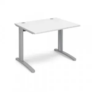 TR10 straight desk 1000mm x 800mm – silver frame, white top