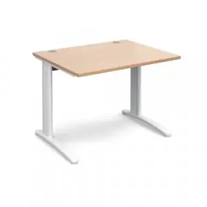 TR10 straight desk 1000mm x 800mm – white frame, beech top