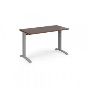 TR10 straight desk 1200mm x 600mm – silver frame, walnut top