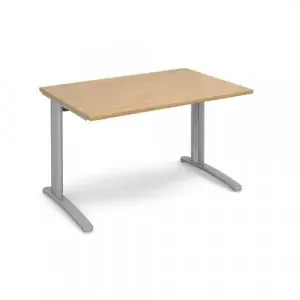 TR10 straight desk 1200mm x 800mm – silver frame, oak top