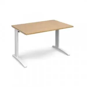 TR10 straight desk 1200mm x 800mm – white frame, oak top