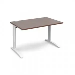 TR10 straight desk 1200mm x 800mm – white frame, walnut top