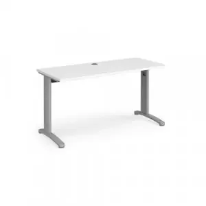 TR10 straight desk 1400mm x 600mm – silver frame, white top