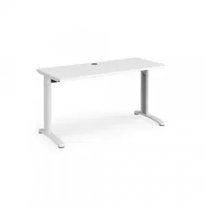 TR10 straight desk 1400mm x 600mm – white frame, white top