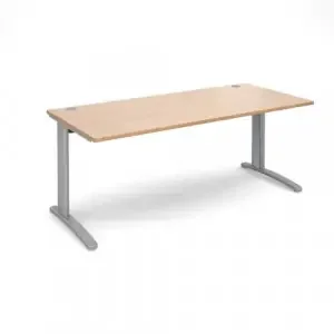 TR10 straight desk 1800mm x 800mm – silver frame, beech top