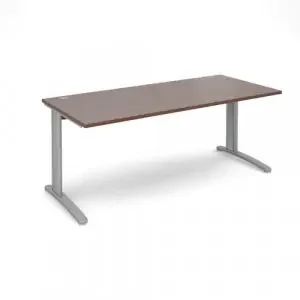 TR10 straight desk 1800mm x 800mm – silver frame, walnut top