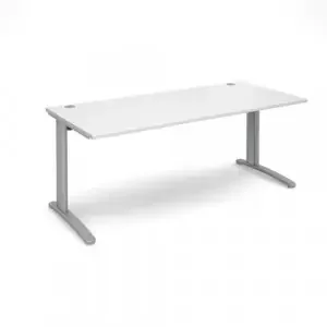 TR10 straight desk 1800mm x 800mm – silver frame, white top