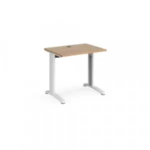 TR10 straight desk 800mm x 600mm – white frame, beech top