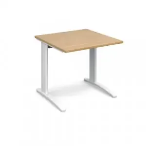 TR10 straight desk 800mm x 800mm – white frame, oak top