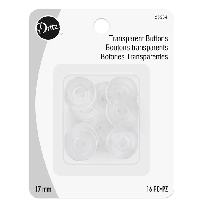 Transparent Buttons, 17mm, 16 pc