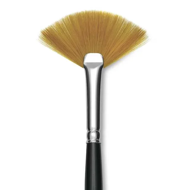 Trekell Synthetic Gold Taklon Brush – Fan, Long Handle, Size 4