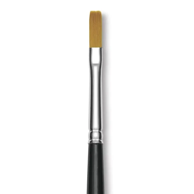 Trekell Synthetic Gold Taklon Brush – Flat, Long Handle, Size 4