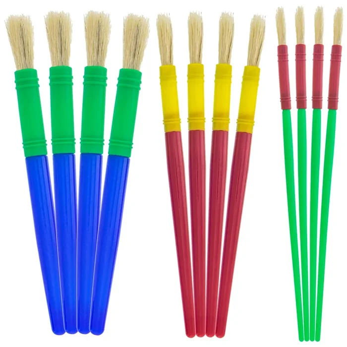U.S. Art Supply 12-Piece Round Children’s Tempera Paint Brush Set in 3 Sizes, 4 Small, 4 Medium, 4 Large – Fun Kid’s Party, School, Student, Craft