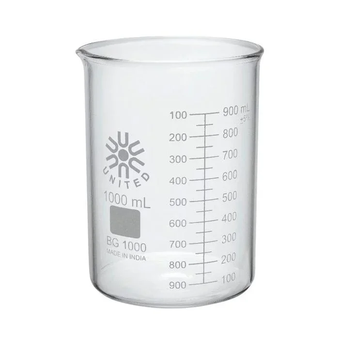 United Scientific Beakers, Low Form, Borosilicate Glass, 1000ml