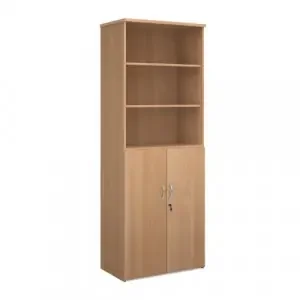 Universal combination unit with open top 2140mm high with 5 shelves – beech