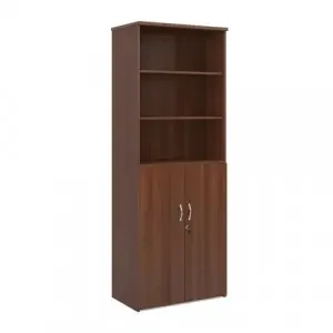 Universal combination unit with open top 2140mm high with 5 shelves – walnut