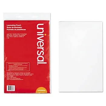 Universal Laminating Pouches 3 Mil 9″X14.5″ Gloss Clear Package Of 25