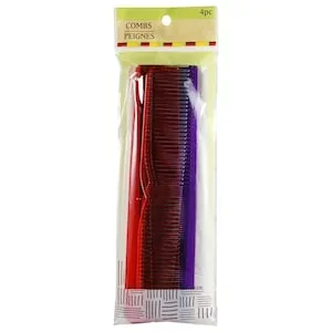 Urban Essence Assorted Plastic Comb, 4 ct. Pack