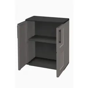Utility Cupboard; 2 Doors; 1 Shelf; Two Tone Grey