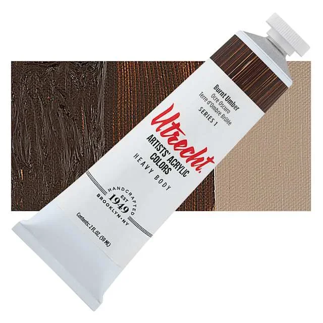 Utrecht Artists’ Acrylic Paint – Burnt Umber, 2 oz tube