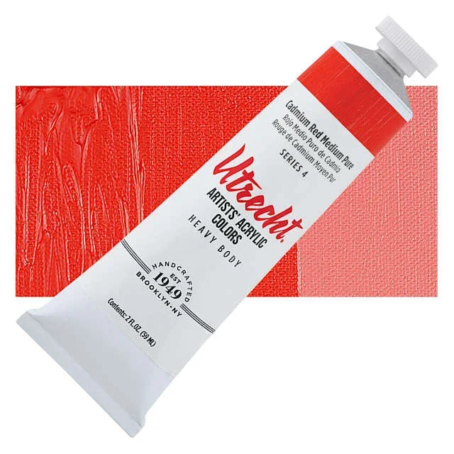 Utrecht Artists’ Acrylic Paint – Cadmium Red Medium, 2 oz tube