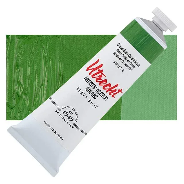 Utrecht Artists’ Acrylic Paint – Chromium Oxide Green, 2 oz tube